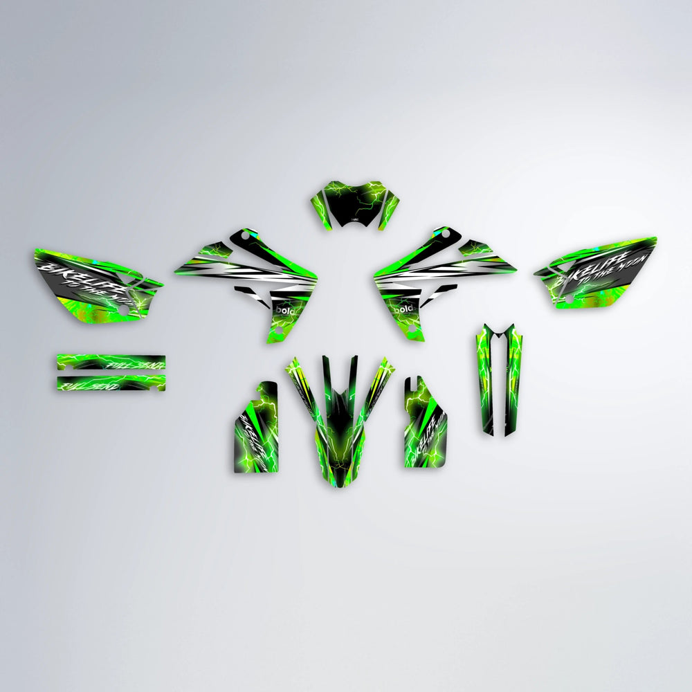 TRINITY Rieju MRT graphics kit parts layout in Green