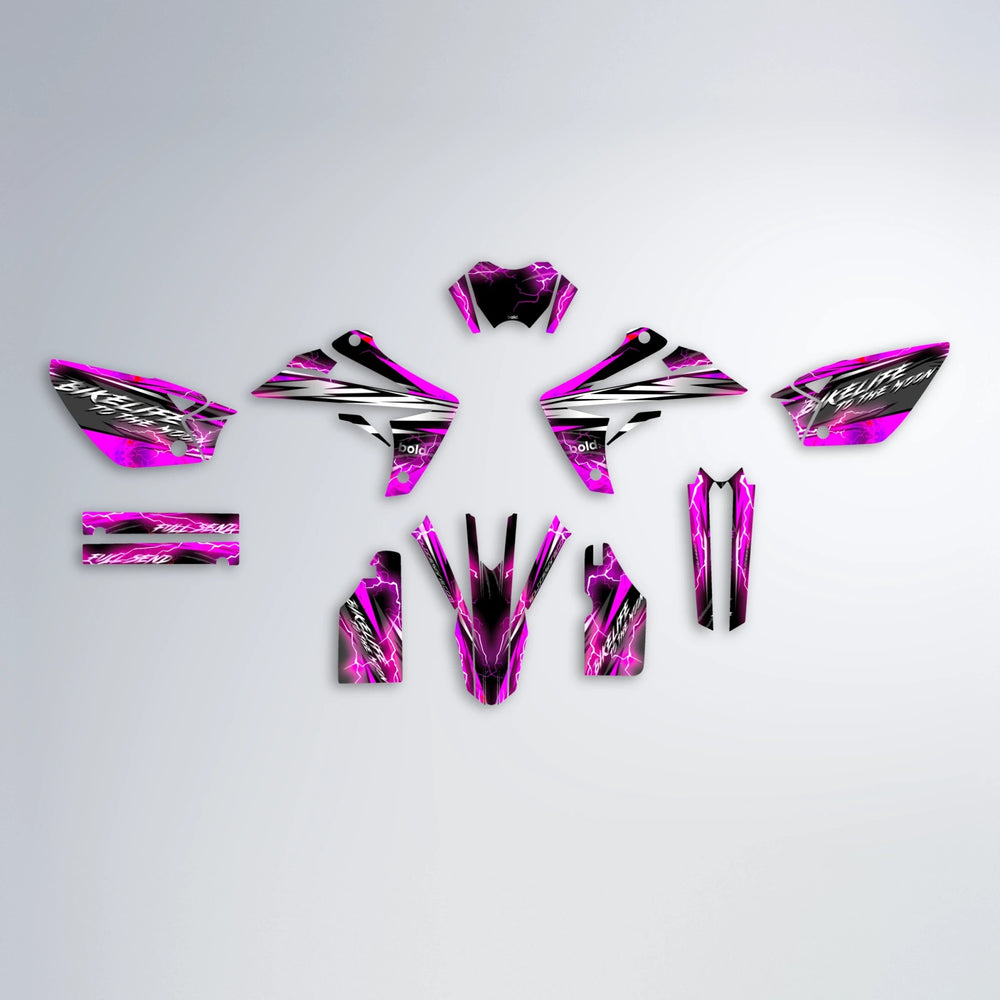 TRINITY Rieju MRT graphics kit parts layout in Pink