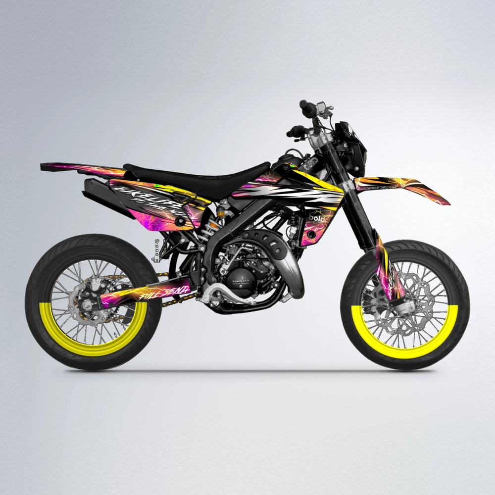 TRINITY Rieju MRT supermoto graphics kit in Pink & Yellow