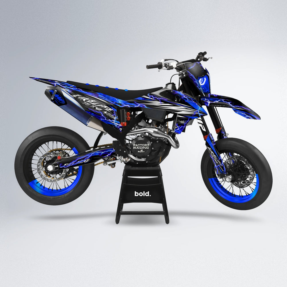 TRINITY supermoto graphics kit in Blue Chrome