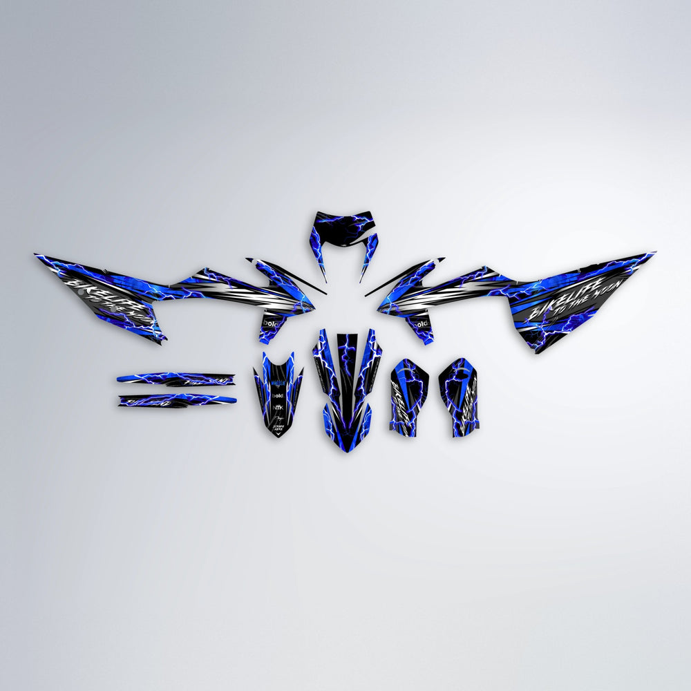 TRINITY graphics kit parts layout in Blue Chrome