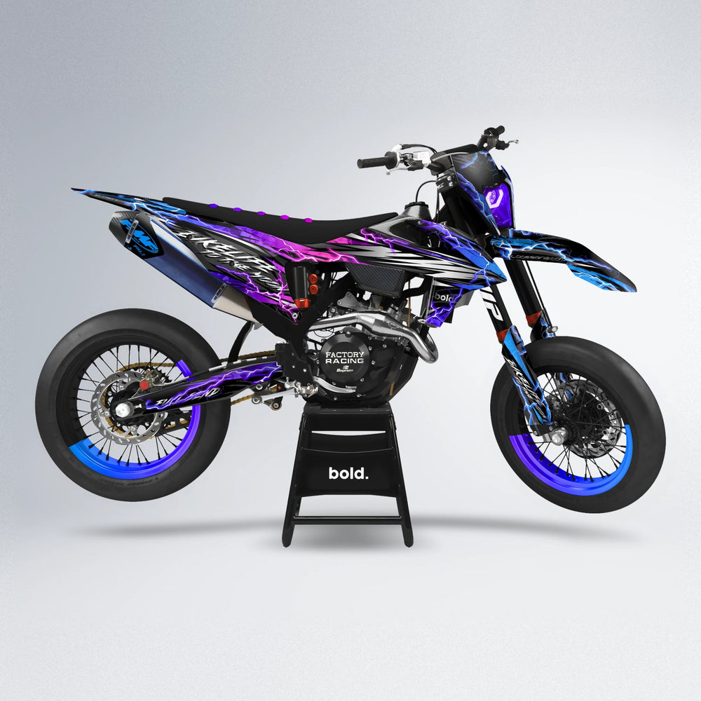 TRINITY supermoto graphics kit in Blue Purple Fade