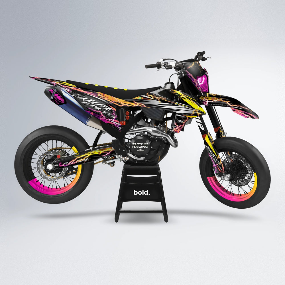 TRINITY supermoto graphics kit in Pink & Yellow
