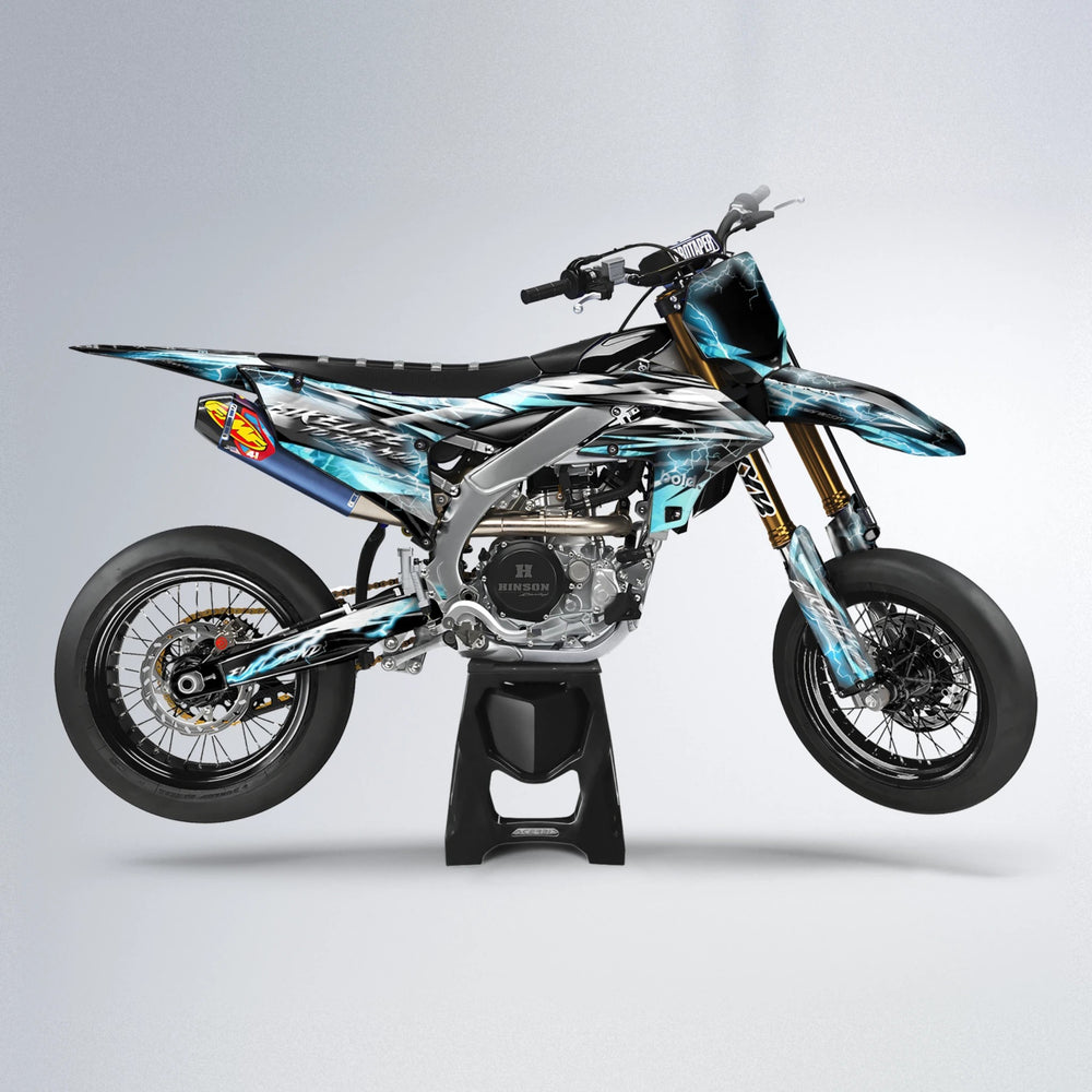 TRINITY Yamaha YZF SM supermoto graphics kit in Light Blue & White