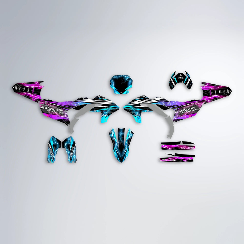 TRINITY Yamaha YZF SM graphics kit parts layout in Pink & Light Blue