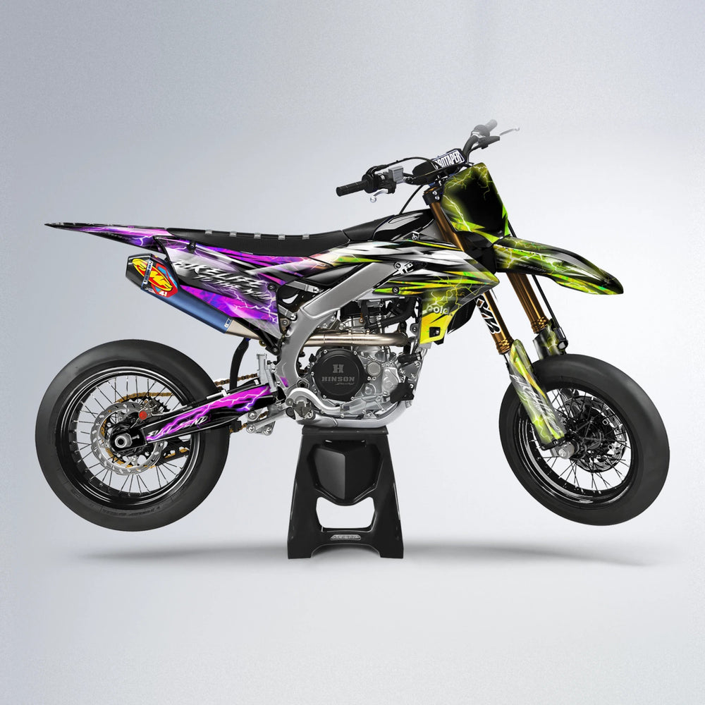 TRINITY Yamaha YZF SM supermoto graphics kit in Purple & Yellow