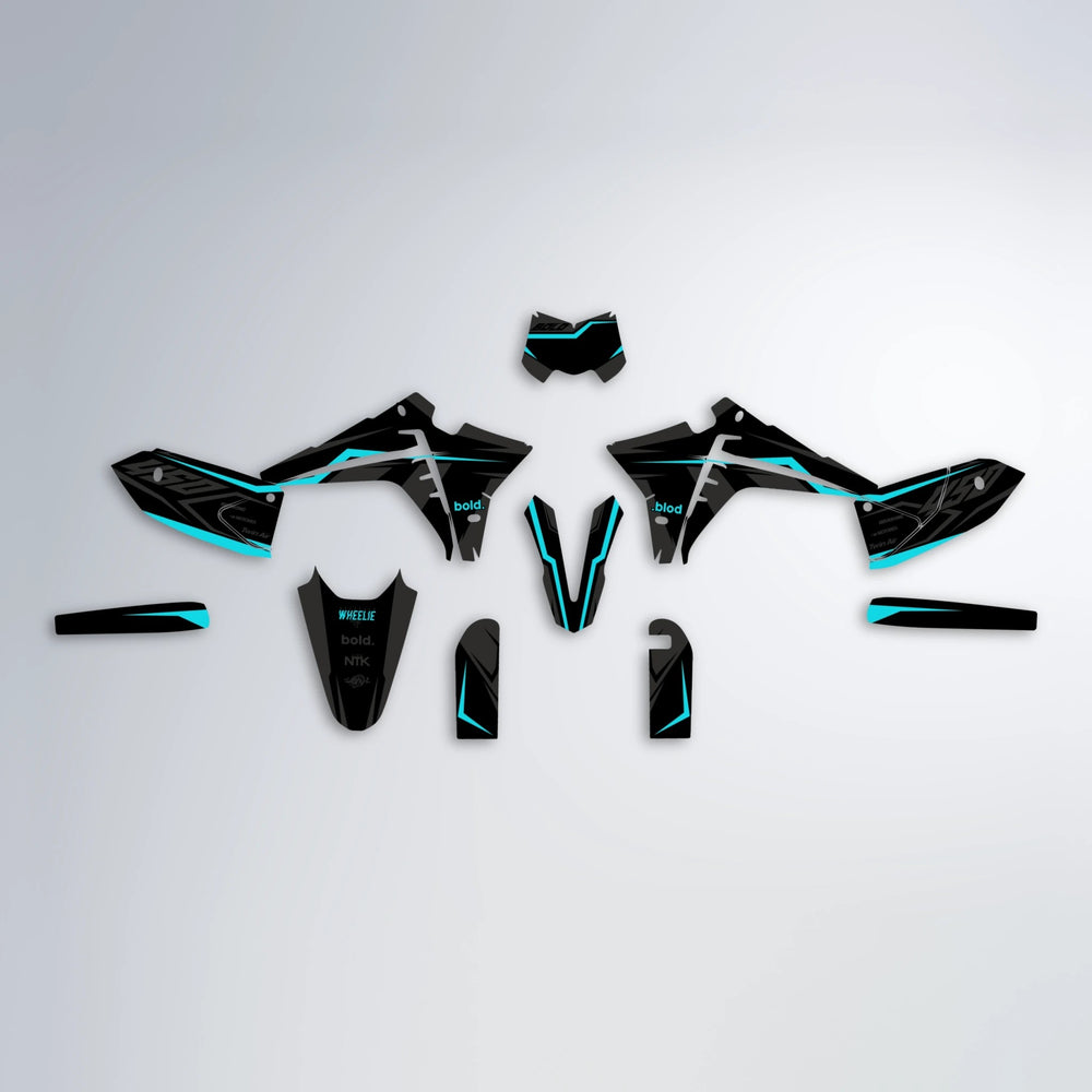 TRONIC Fantic graphics kit parts layout in Teal