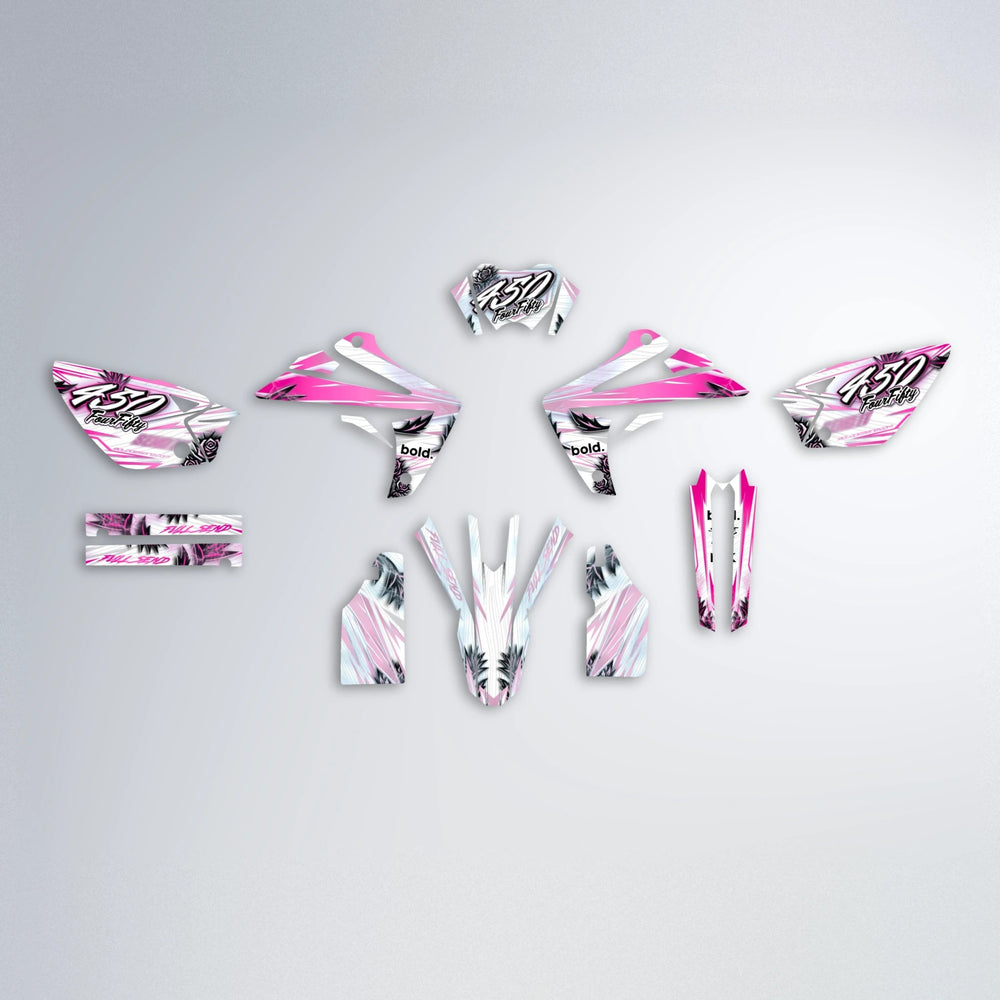 TROPIC Rieju MRT graphics kit parts layout in Flamingo