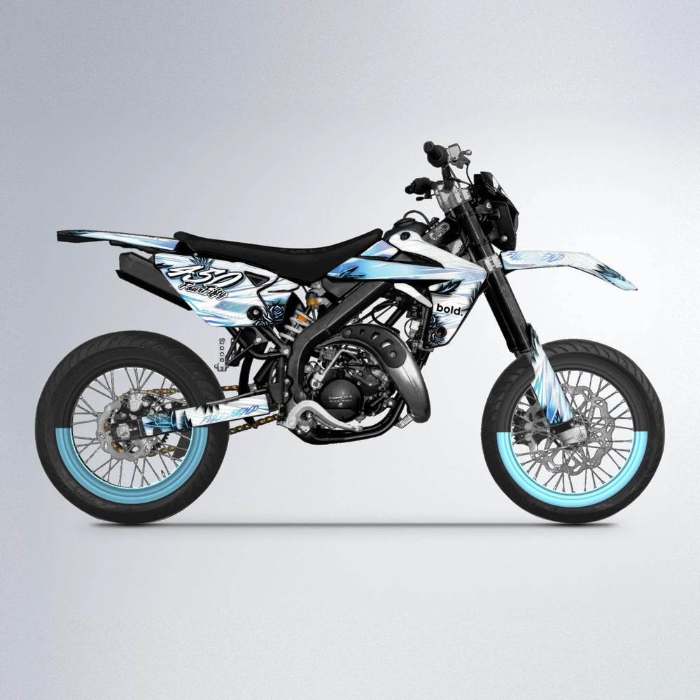 TROPIC Rieju MRT supermoto graphics kit in Light Blue & White