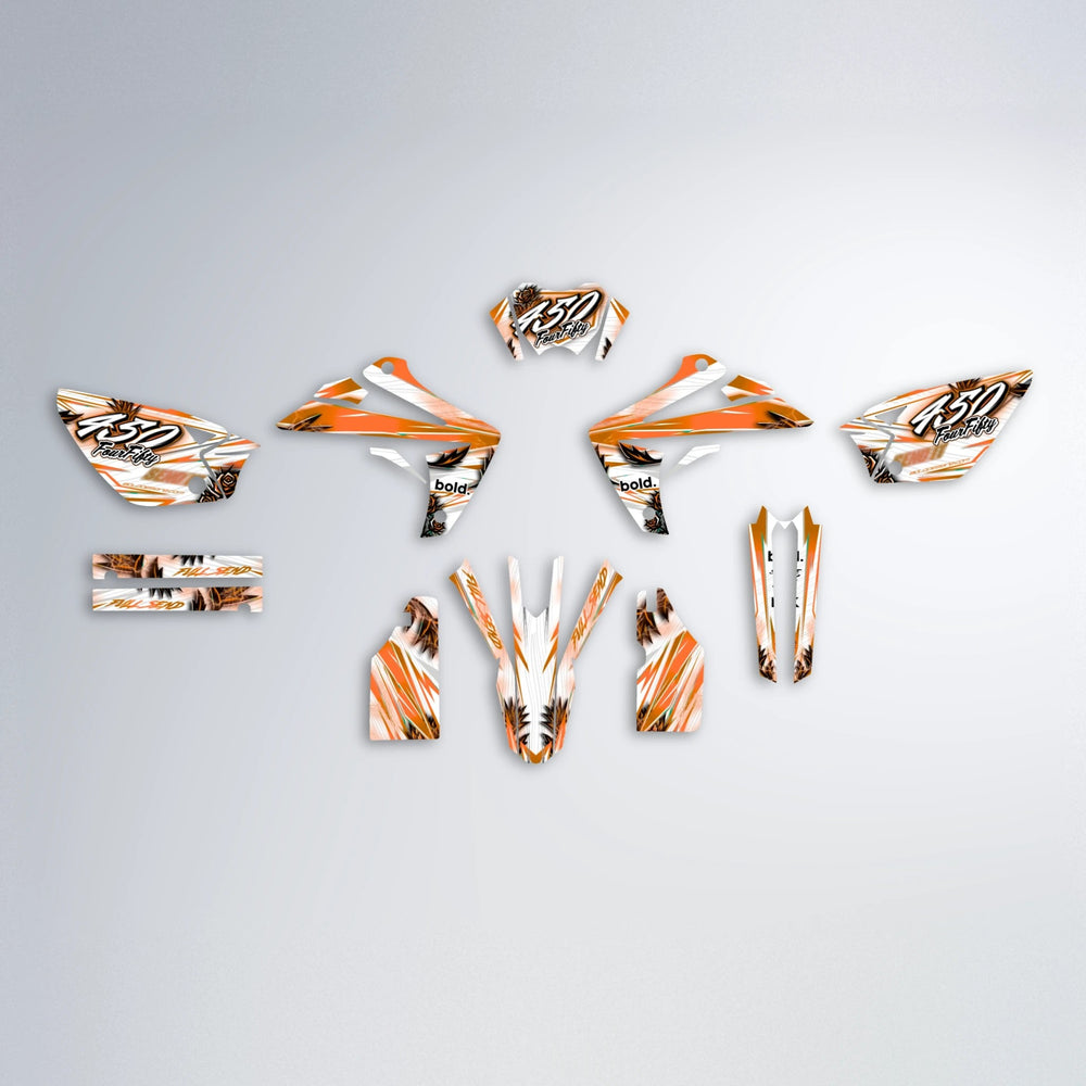 TROPIC Rieju MRT graphics kit parts layout in Orange