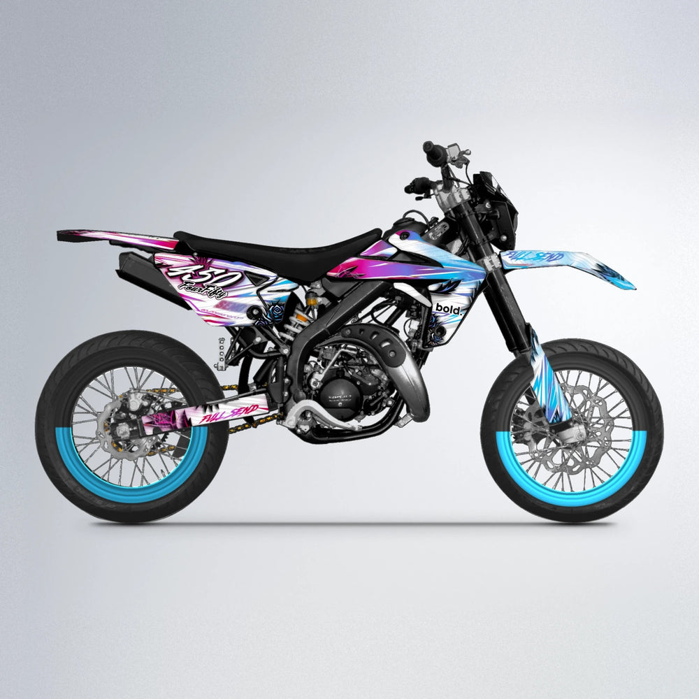 TROPIC Rieju MRT supermoto graphics kit in Pink & Light Blue