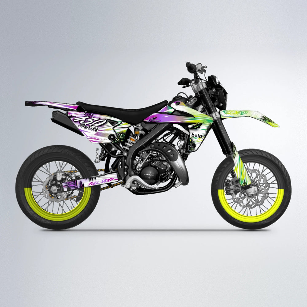 TROPIC Rieju MRT supermoto graphics kit in Purple & Yellow