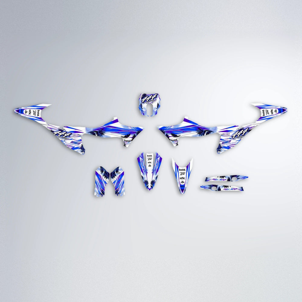 TROPIC Stark Varg MX graphics kit parts layout in Blue