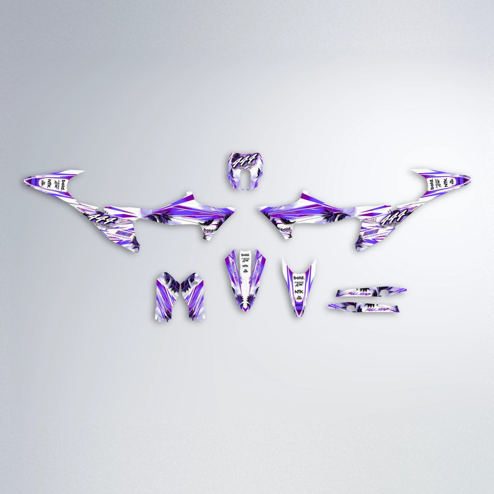 TROPIC Stark Varg MX graphics kit parts layout in Purple