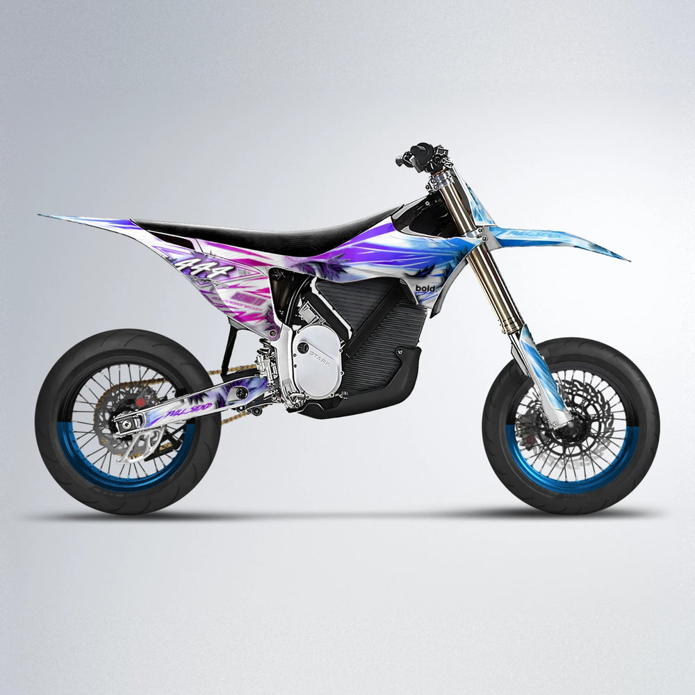 TROPIC Stark Varg SM supermoto graphics kit in Blue Purple Fade