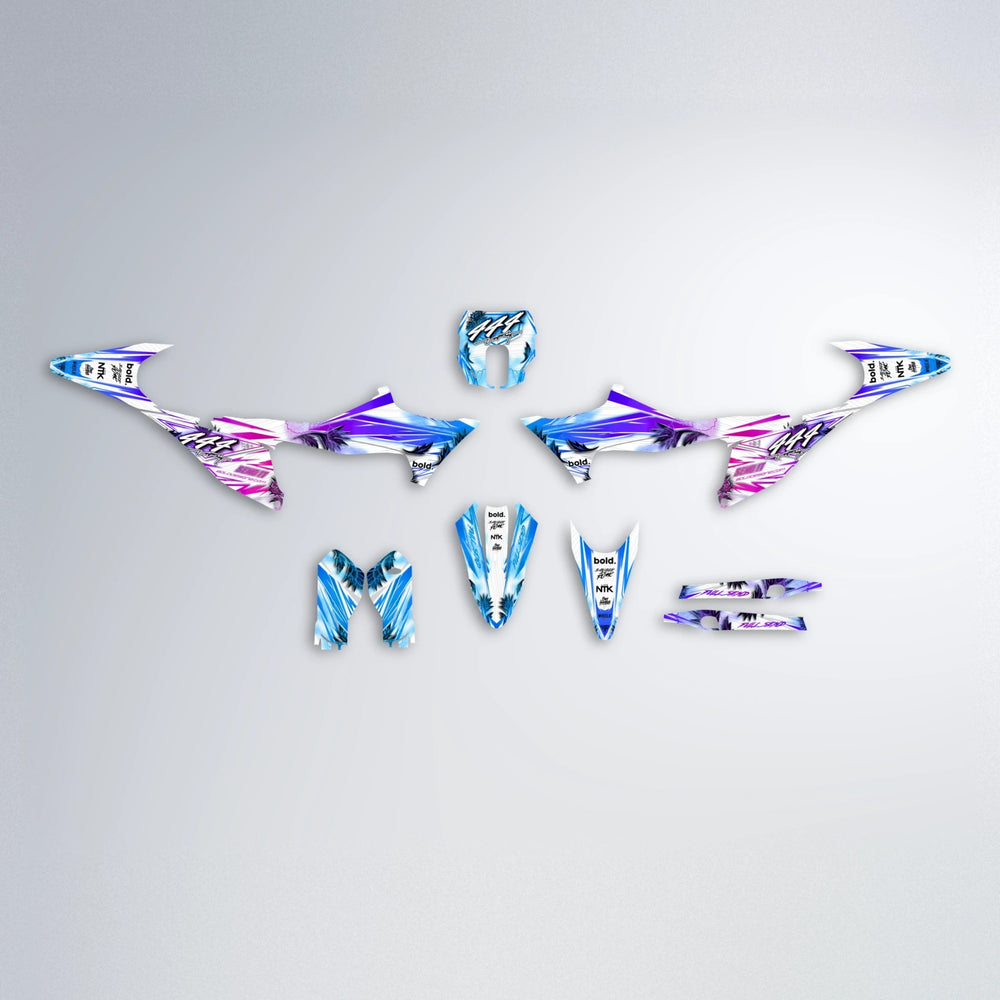 TROPIC Stark Varg SM graphics kit parts layout in Blue Purple Fade