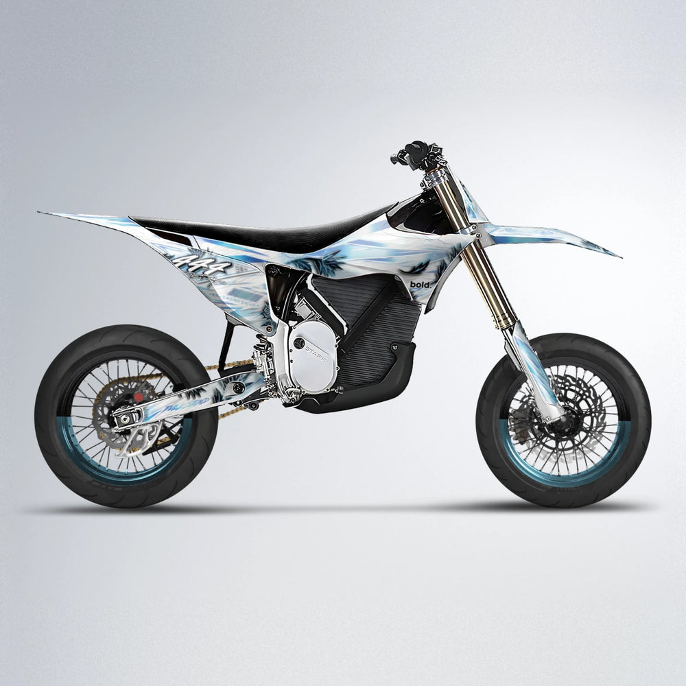 TROPIC Stark Varg SM supermoto graphics kit in Light Blue & White