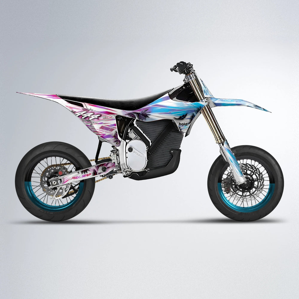 TROPIC Stark Varg SM supermoto graphics kit in Pink & Light Blue