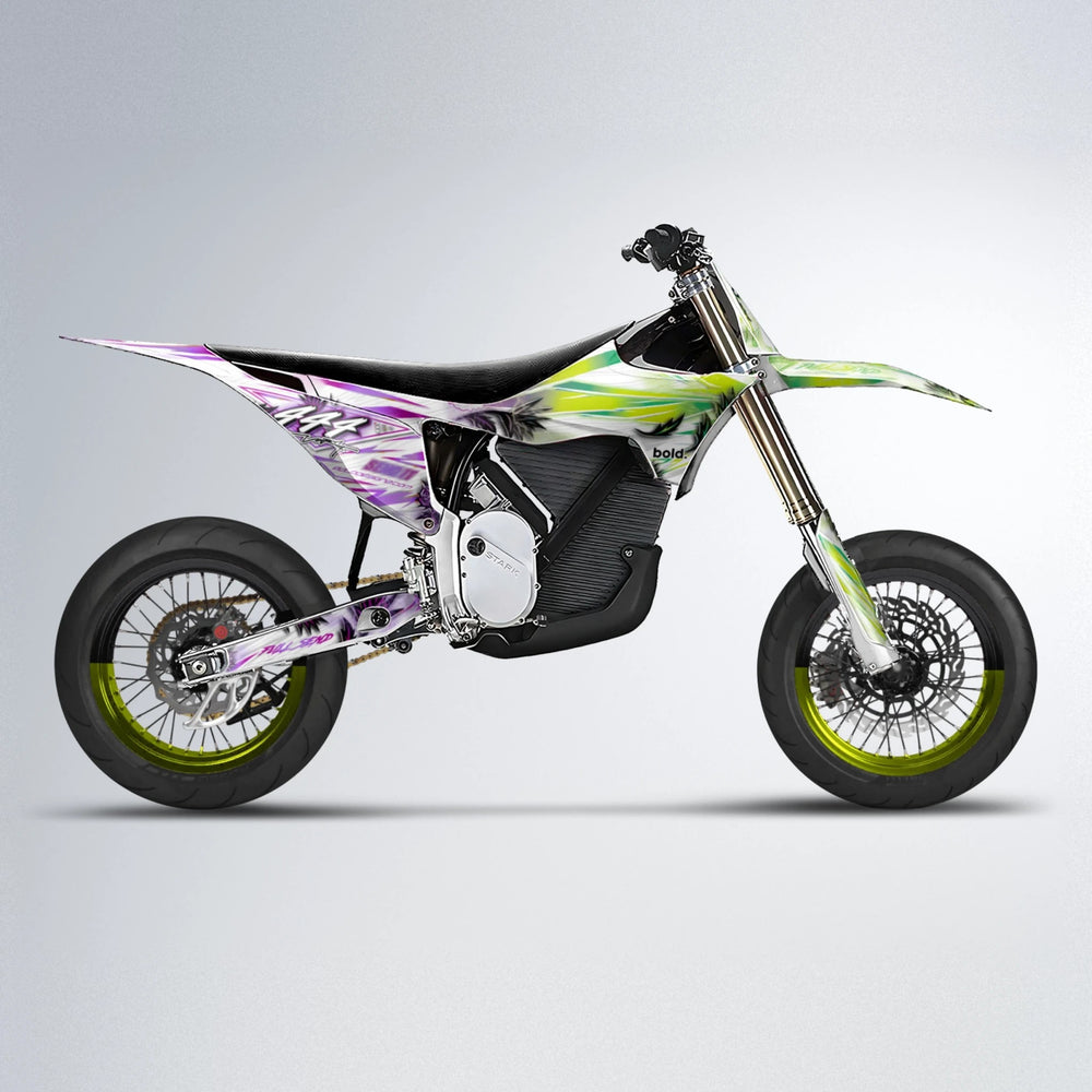 TROPIC Stark Varg SM supermoto graphics kit in Purple & Yellow