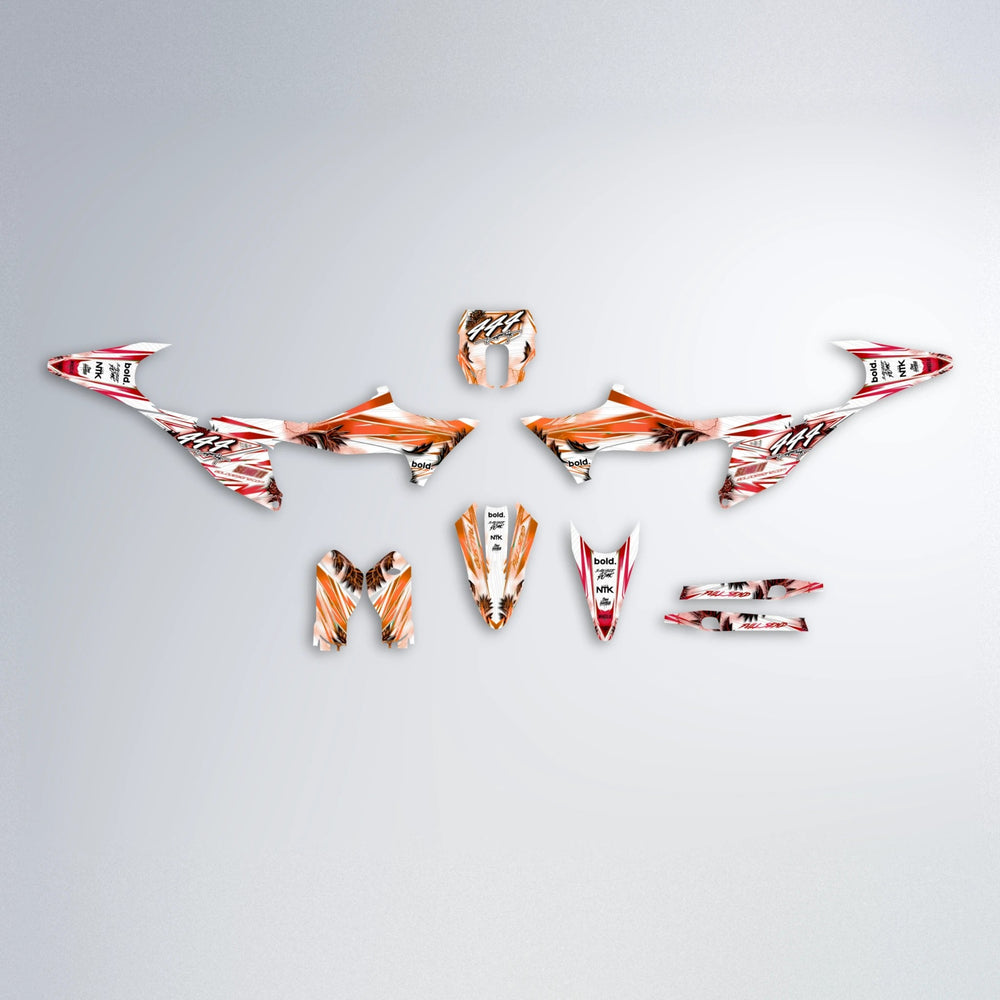 TROPIC Stark Varg SM graphics kit parts layout in Red & Orange