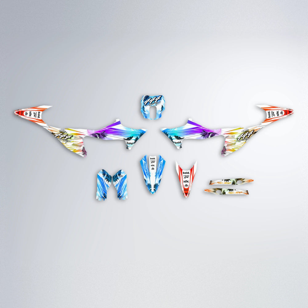 TROPIC Stark Varg SM graphics kit parts layout in Sunset Fade