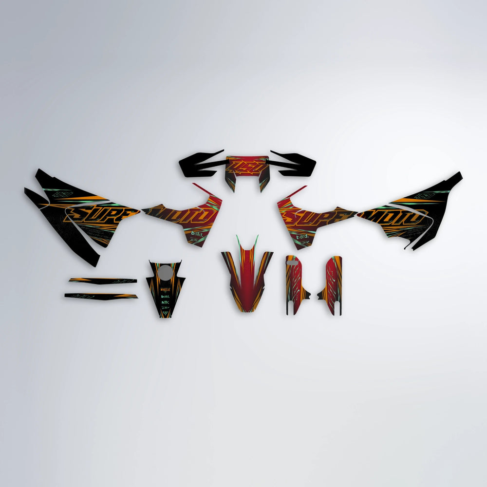 VELOCITY Husqvarna 701 graphics kit parts layout in Black & Red