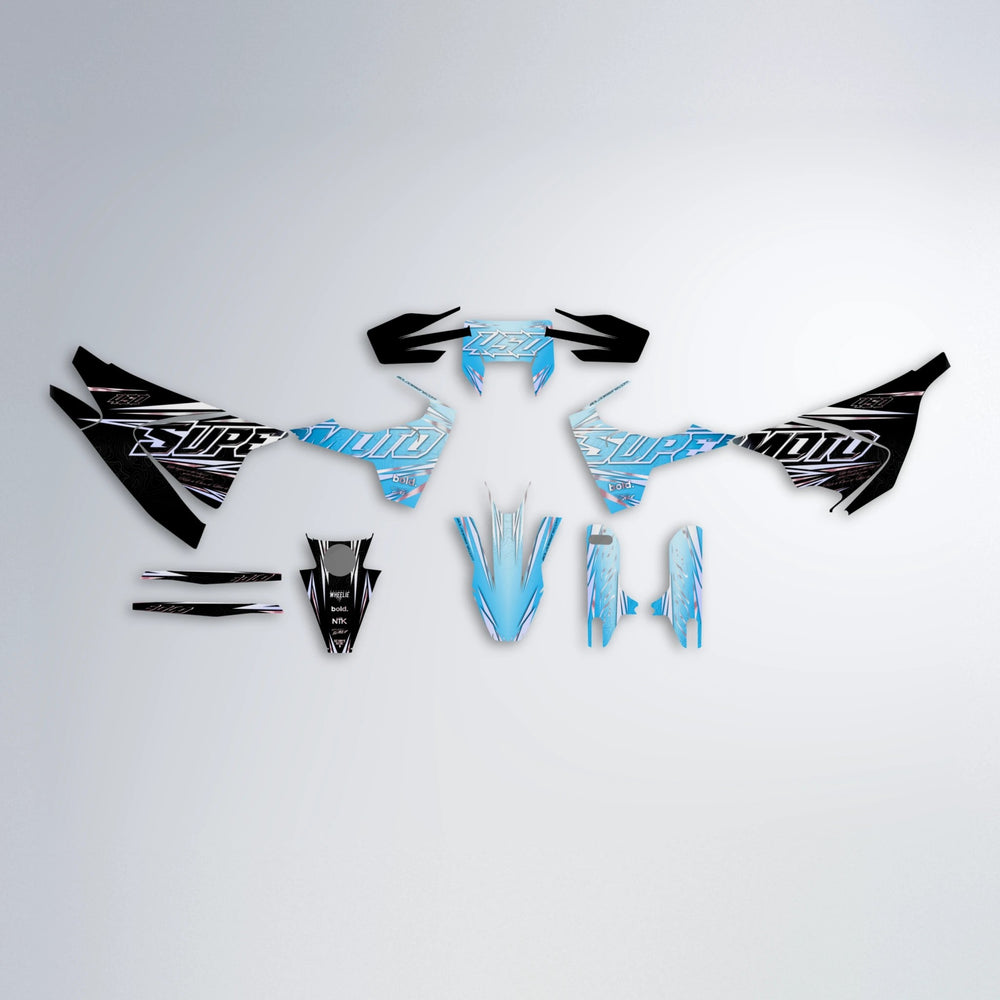 VELOCITY Husqvarna 701 graphics kit parts layout in Light Blue & White