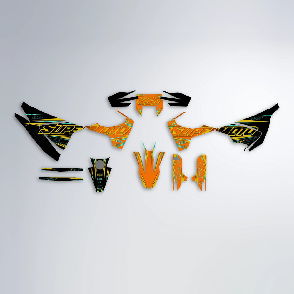 VELOCITY Husqvarna 701 graphics kit parts layout in Orange
