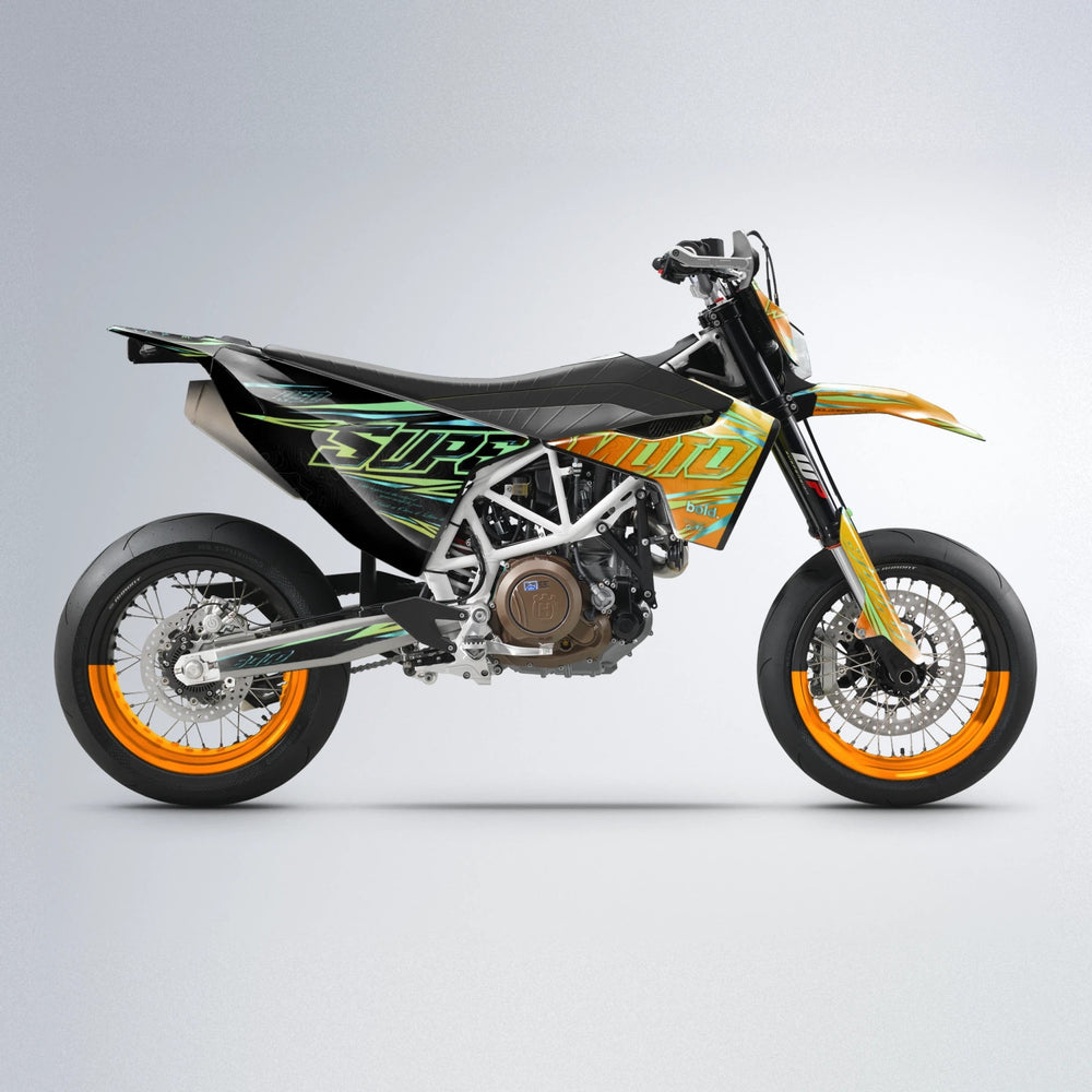 VELOCITY Husqvarna 701 supermoto graphics kit in Orange & Yellow