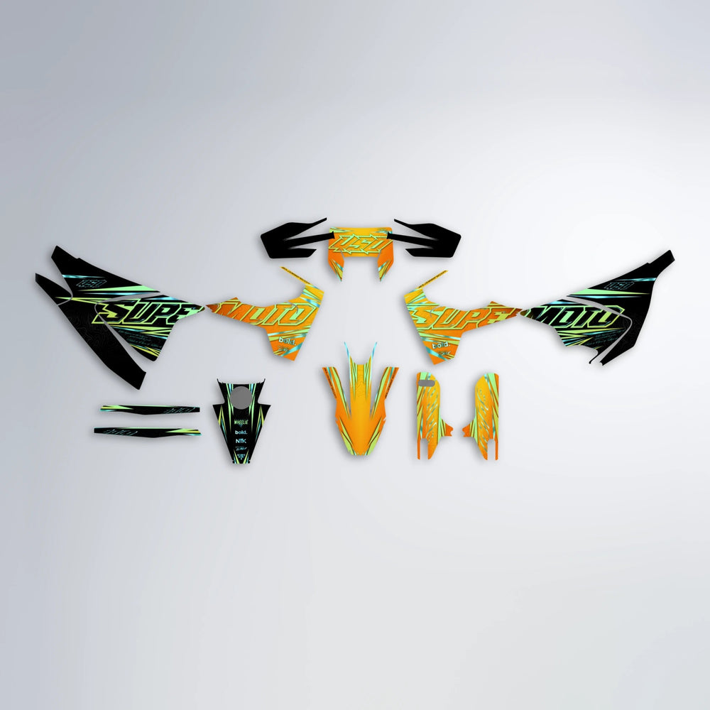VELOCITY Husqvarna 701 graphics kit parts layout in Orange & Yellow
