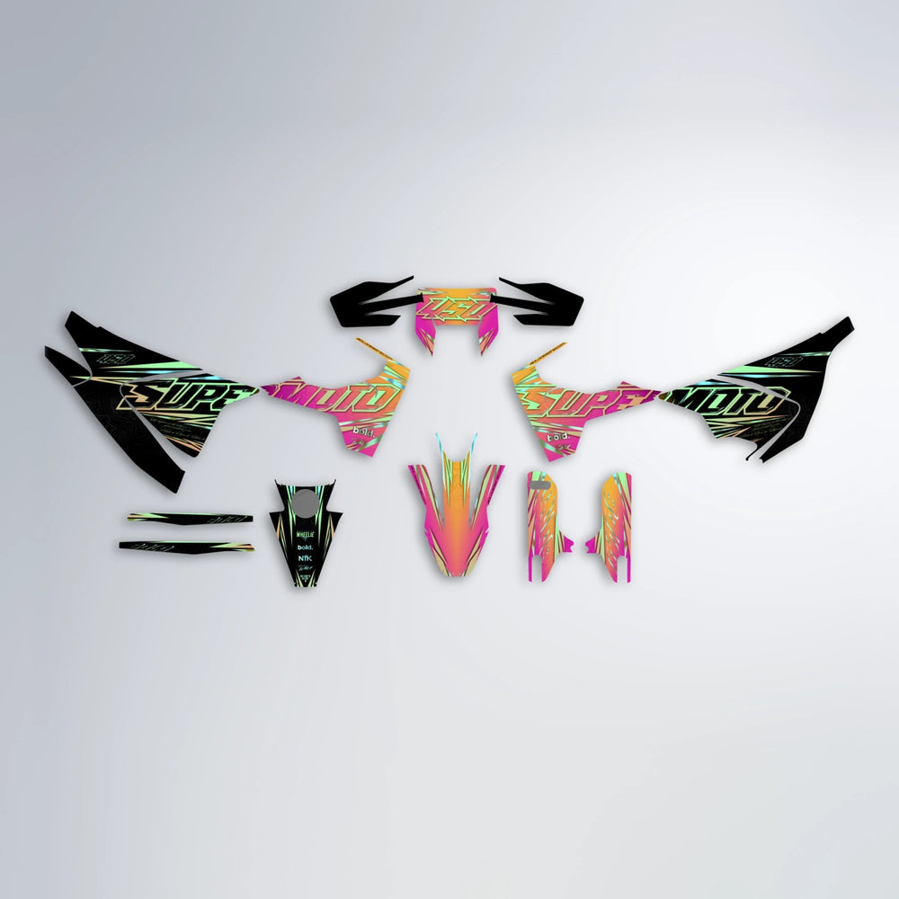 VELOCITY Husqvarna 701 graphics kit parts layout in Pink & Yellow