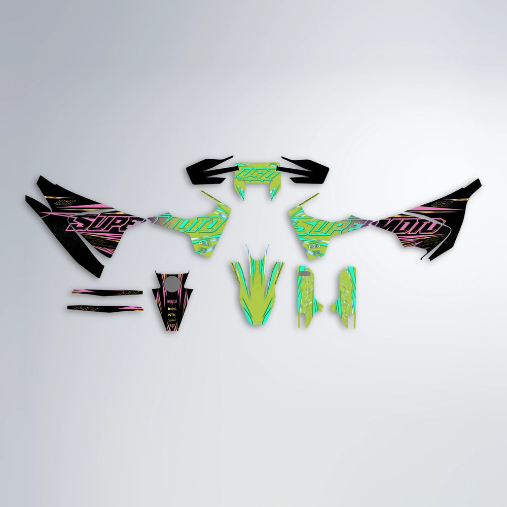 VELOCITY Husqvarna 701 graphics kit parts layout in Purple & Yellow