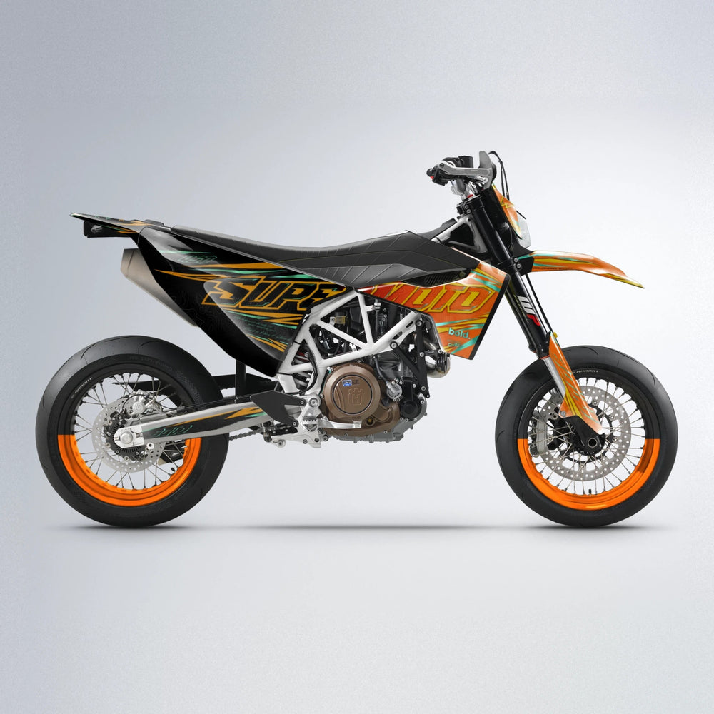VELOCITY Husqvarna 701 supermoto graphics kit in Red & Orange