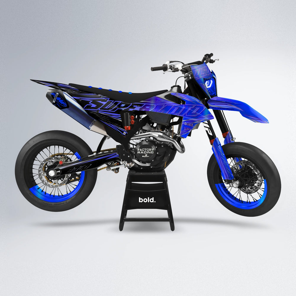 VELOCITY supermoto graphics kit in Blue Chrome
