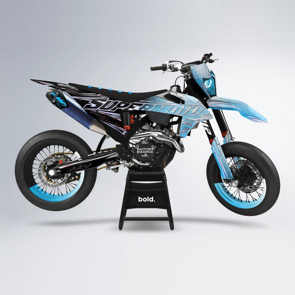 VELOCITY supermoto graphics kit in Light Blue & White