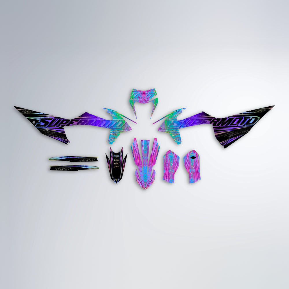 VELOCITY graphics kit parts layout in Purple Holo