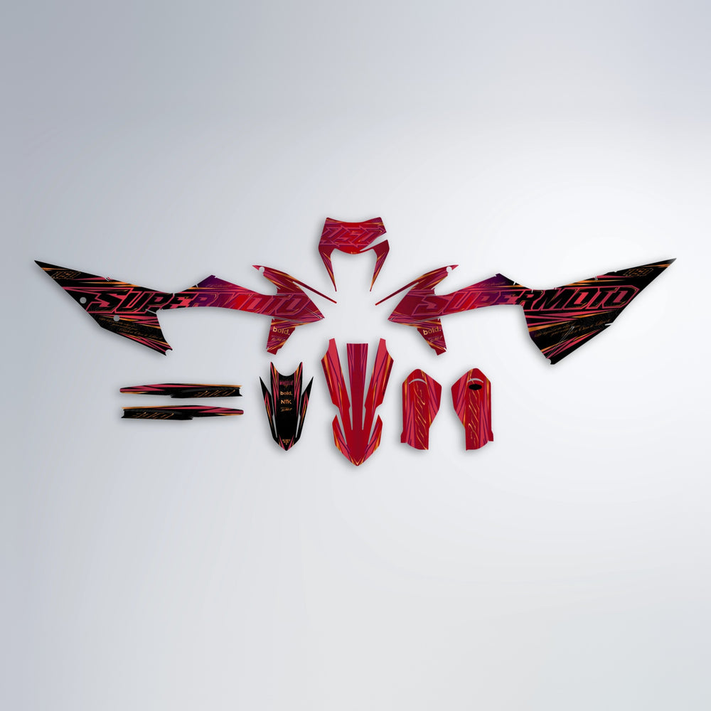 VELOCITY graphics kit parts layout in Red Chrome