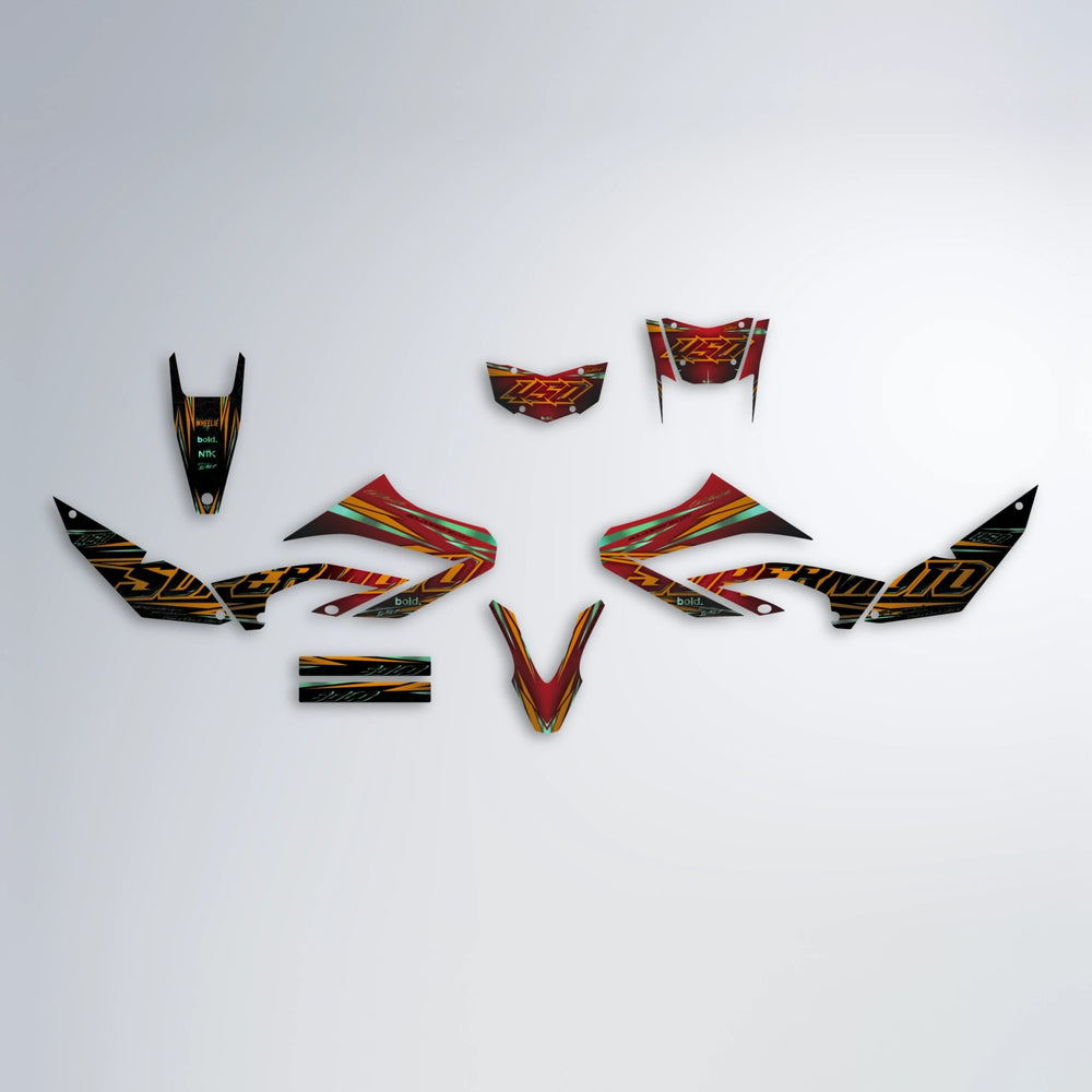 VELOCITY Yamaha WR 125X graphics kit parts layout in Black & Red