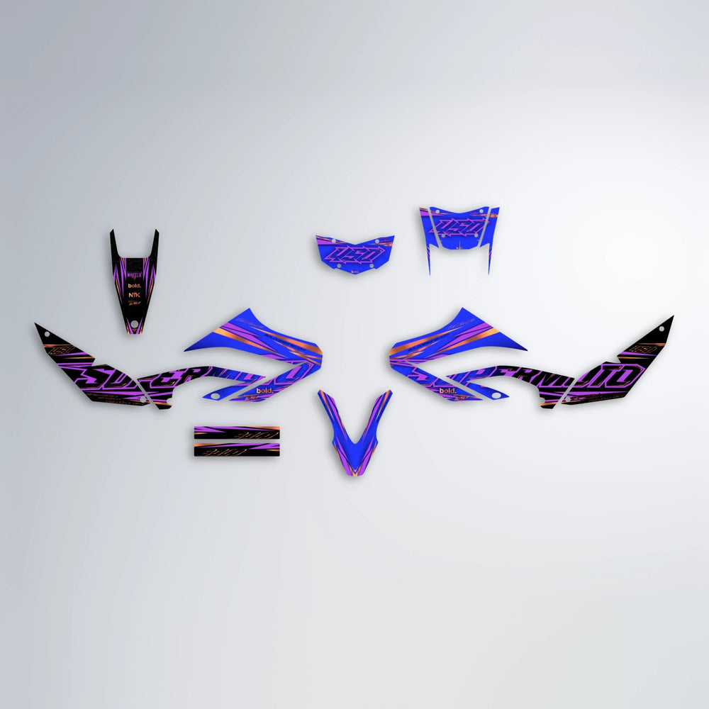 VELOCITY Yamaha WR 125X graphics kit parts layout in Blue
