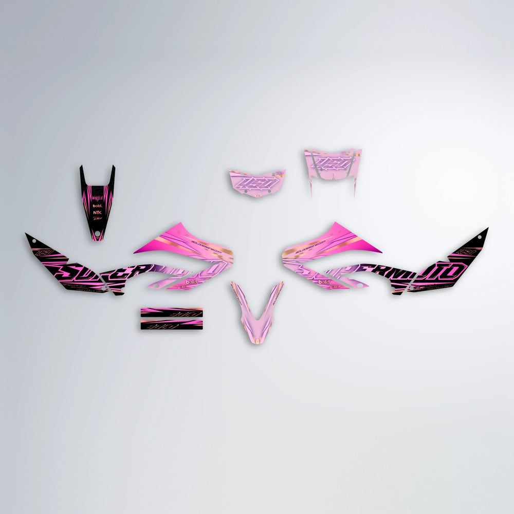 VELOCITY Yamaha WR 125X graphics kit parts layout in Flamingo
