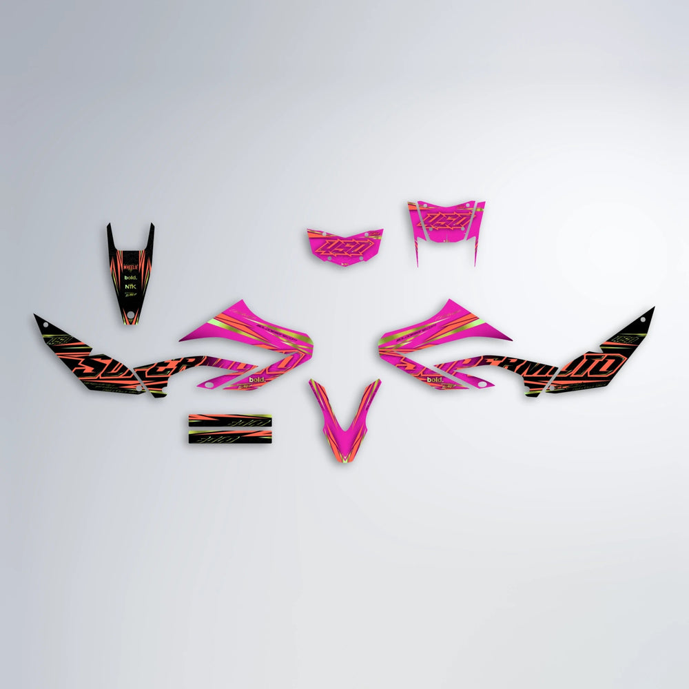 VELOCITY Yamaha WR 125X graphics kit parts layout in Pink