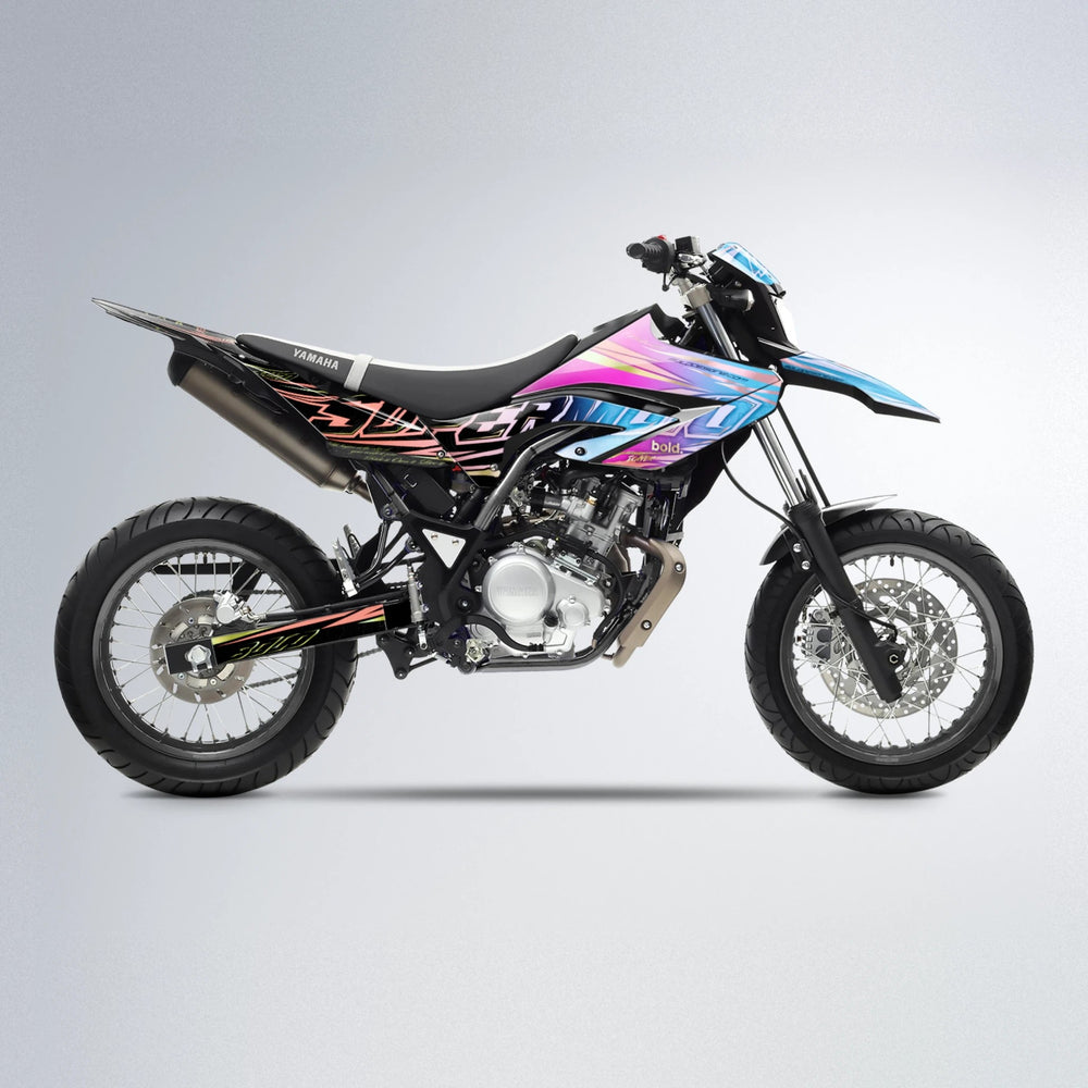 VELOCITY Yamaha WR 125X supermoto graphics kit in Pink & Light Blue
