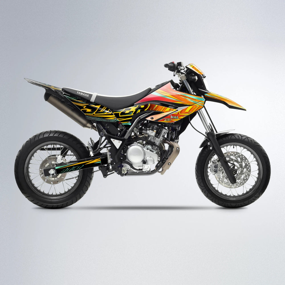 VELOCITY Yamaha WR 125X supermoto graphics kit in Red & Orange