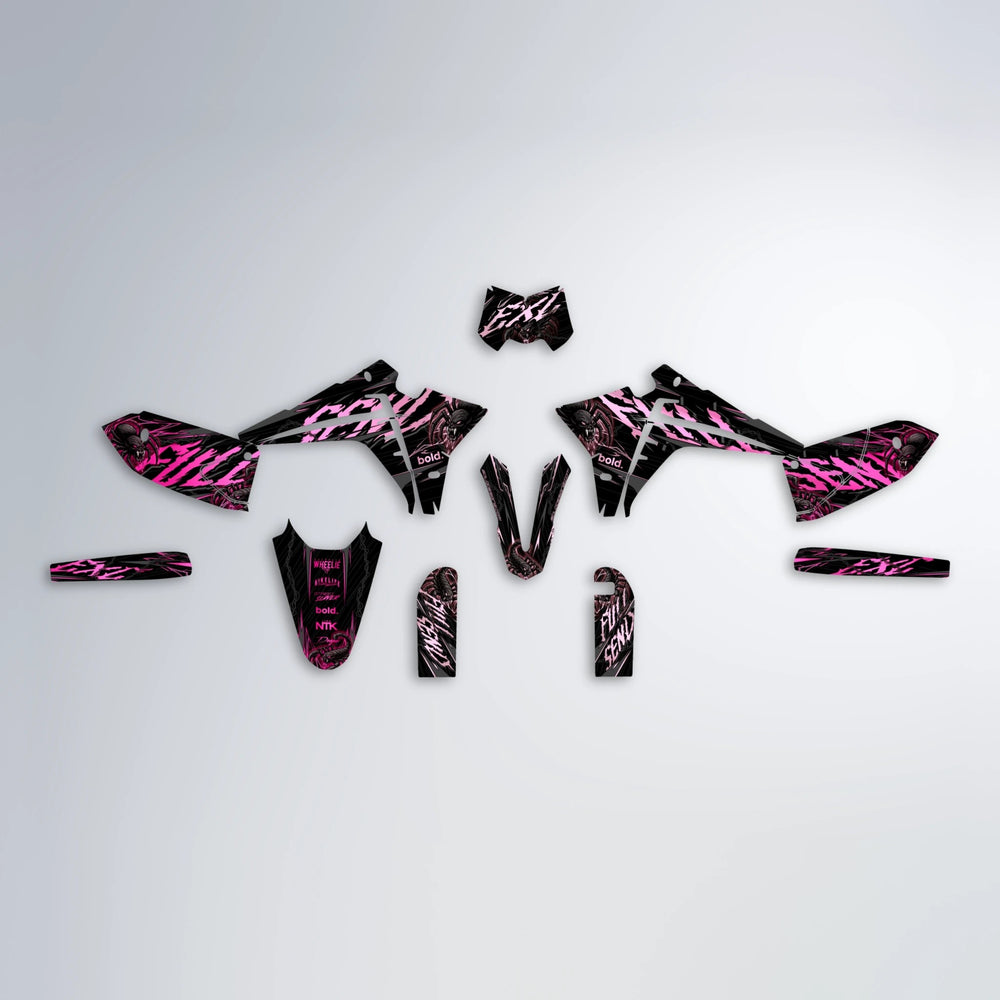 VENOM Fantic graphics kit parts layout in Flamingo