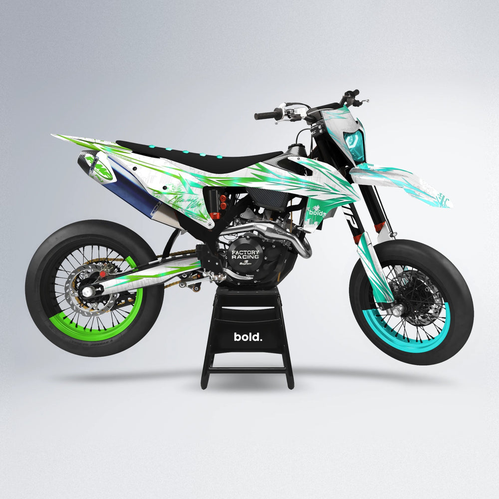 VICTORY supermoto graphics kit in Cyan & Green