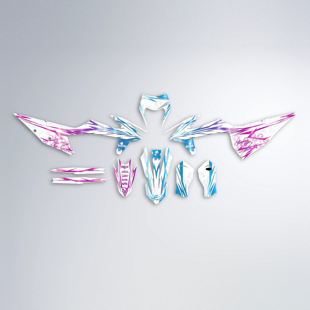 VICTORY graphics kit parts layout in Pink & Light Blue