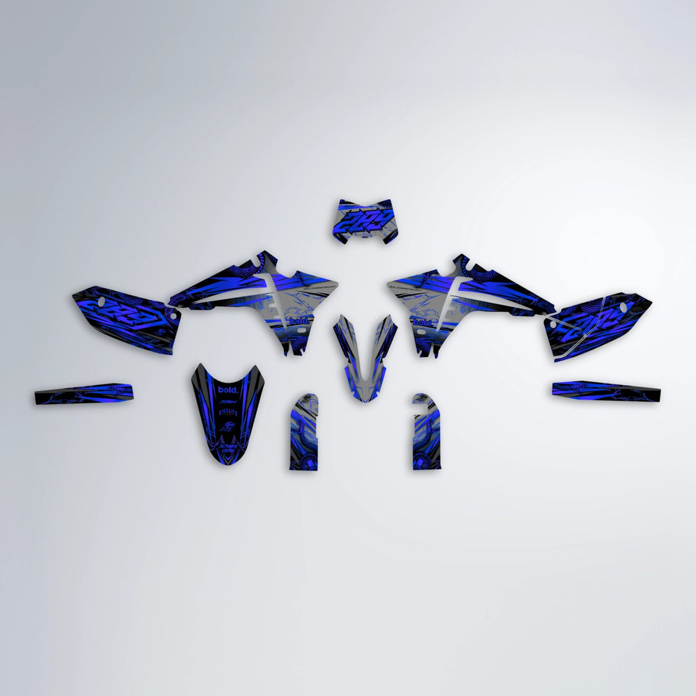 VIPER Fantic graphics kit parts layout in Blue