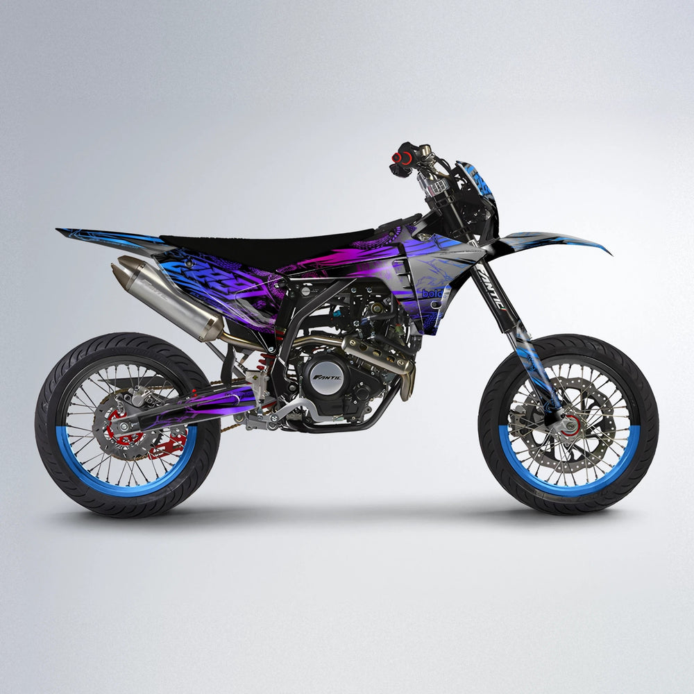 VIPER Fantic supermoto graphics kit in Blue Purple Fade