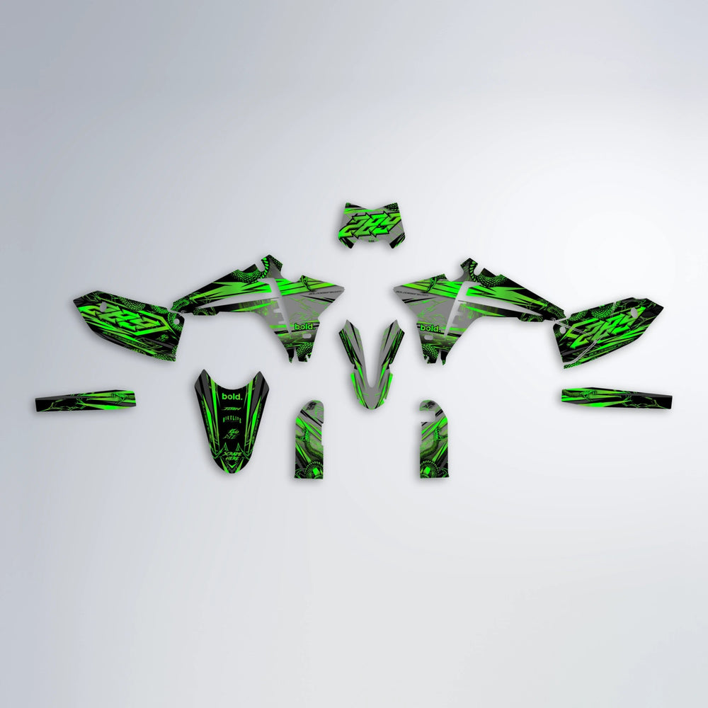 VIPER Fantic graphics kit parts layout in Green