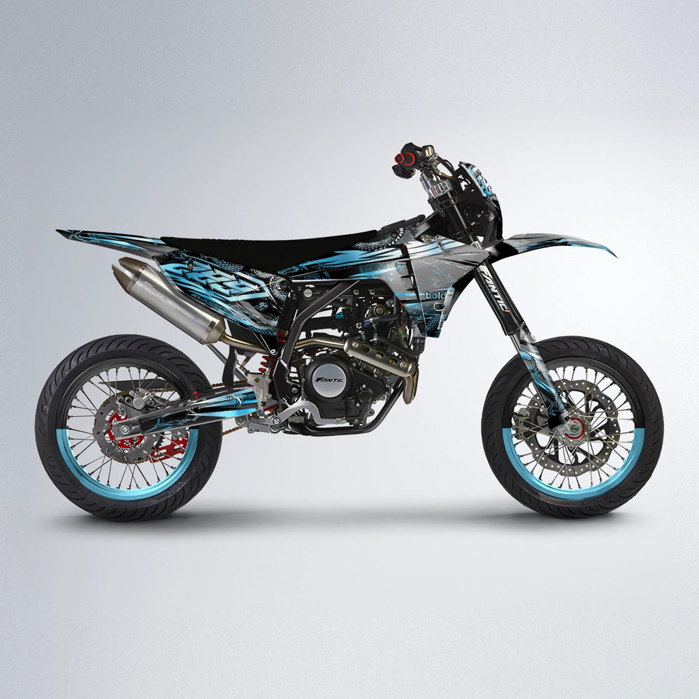 VIPER Fantic supermoto graphics kit in Light Blue & White